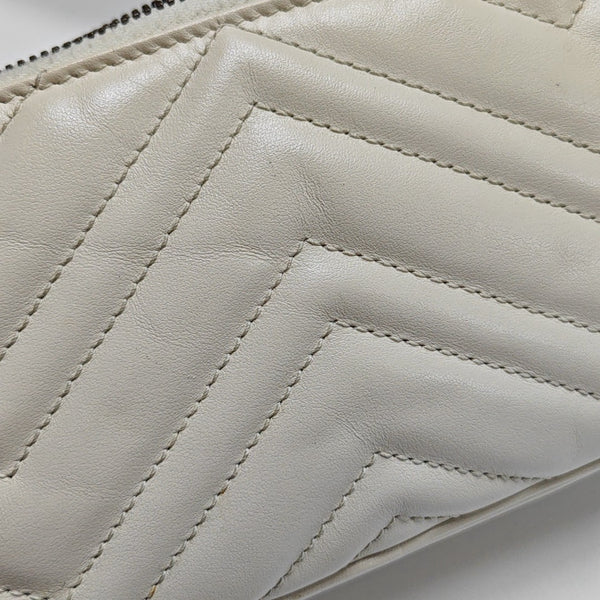 GG Marmont Small Quilted Calfskin White