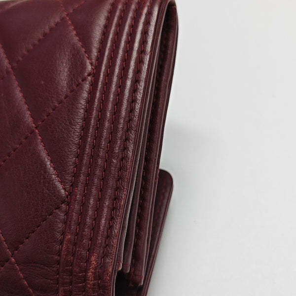 BOY CHANEL Mini Quilted Calfskin Red Wallet