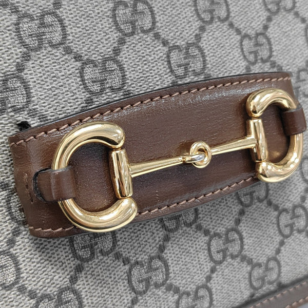 Horsebit 1955 Medium Monogram Coated Canvas Beige