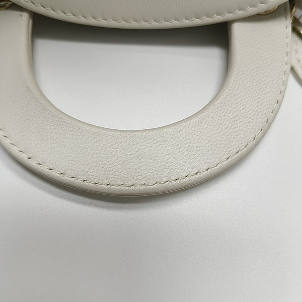 Lady Dior Super Mini Piel de cordero Blanca