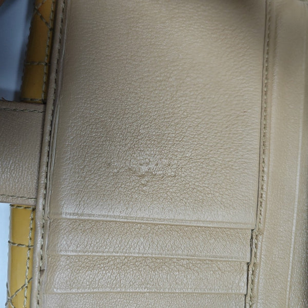 Cannage Patent Leather Clutch Yellow