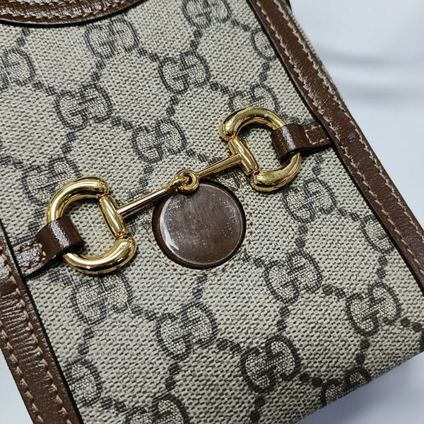 Authenticated pre-owned Horsebit 1955 Mini Coated Canvas Beige - Shoulder Bag at Looply