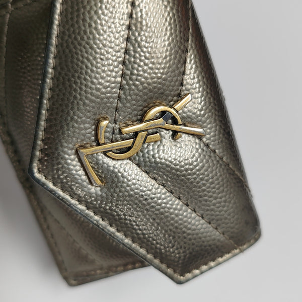 Chevron Calfskin Wallet Gray