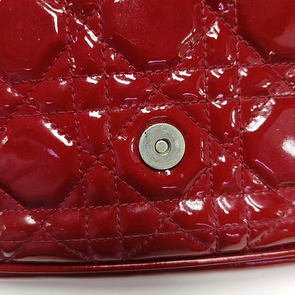 Lady Dior Cuero Charol Acolchado Rojo