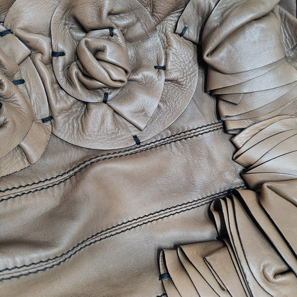Lambskin Top Handle Bag Brown