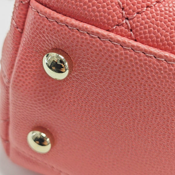 COCO HANDLE Small Quilted Grained Calfskin Pink