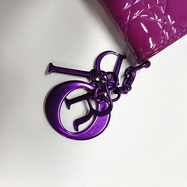 Authenticated pre-owned Lady Dior Cannage Patent Leather Purple Wallet - Wallet at Looply
