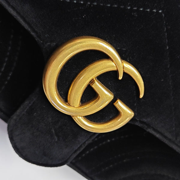 GG Marmont Small Quilted Velvet Black