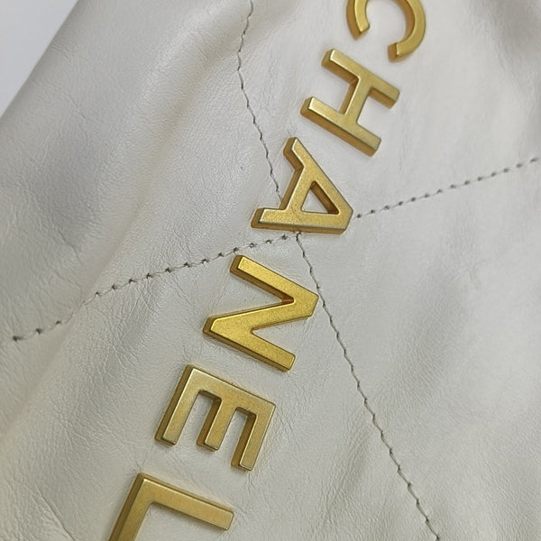 CHANEL 22 Mini Quilted Calfskin White