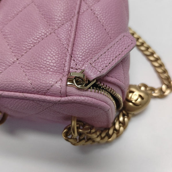 VANITY CASE Small Quilted Grained Calfskin Pink