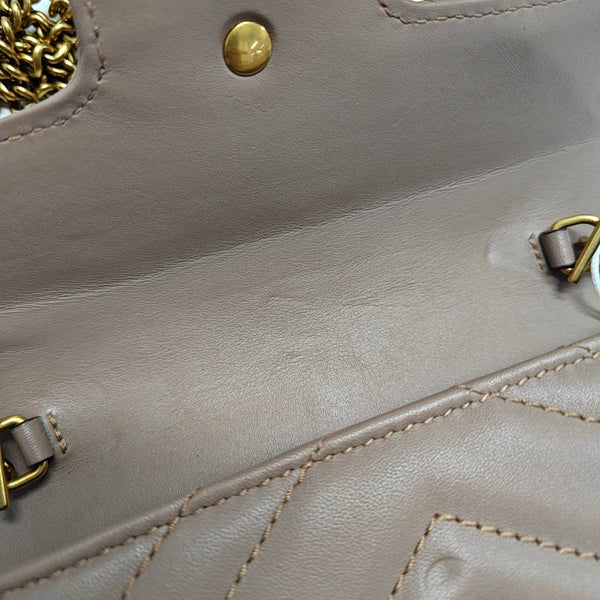 GG Marmont Mini Quilted Calfskin Beige
