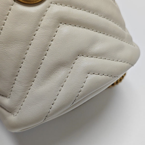 GG Marmont Mini Quilted Calfskin White