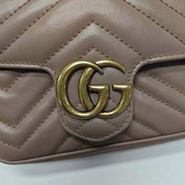 GG Marmont Mini Quilted Calfskin Beige