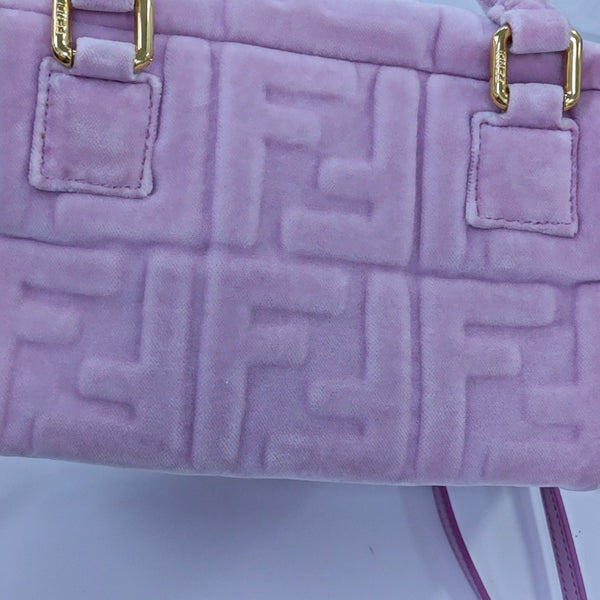 Monogram Velvet Crossbody Bag Pink
