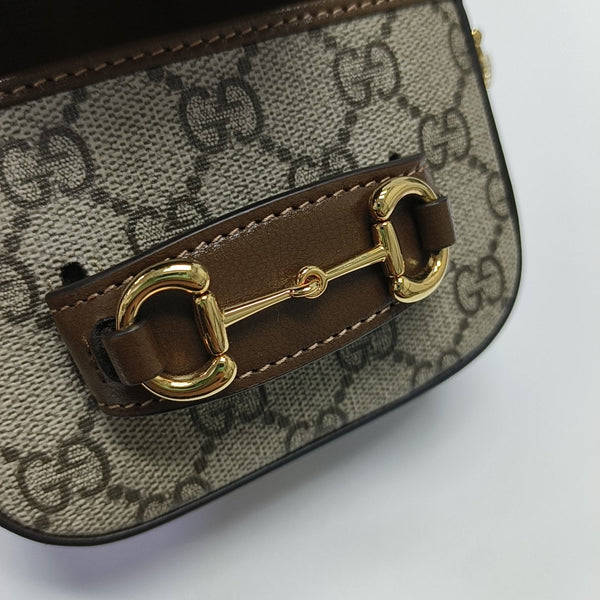 Authenticated pre-owned Horsebit 1955 Monogram Coated Canvas Beige - Shoulder Bag at Looply