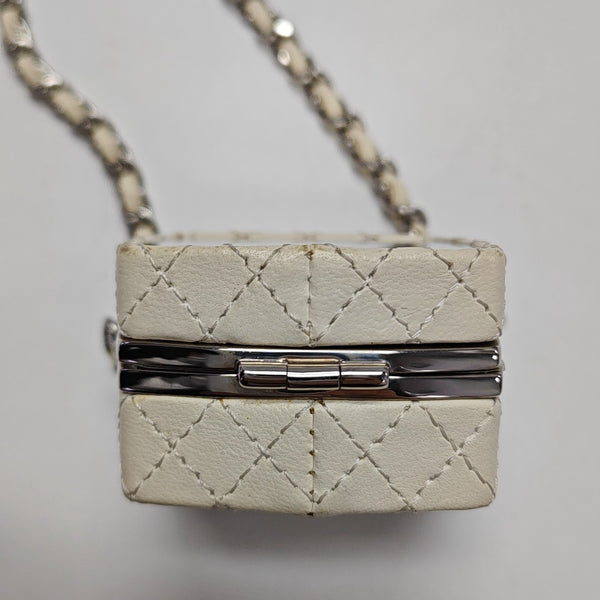 Quilted Lambskin Shoulder Bag White