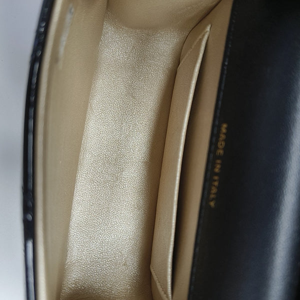 Quilted Patent Leather Crossbody Bag Black