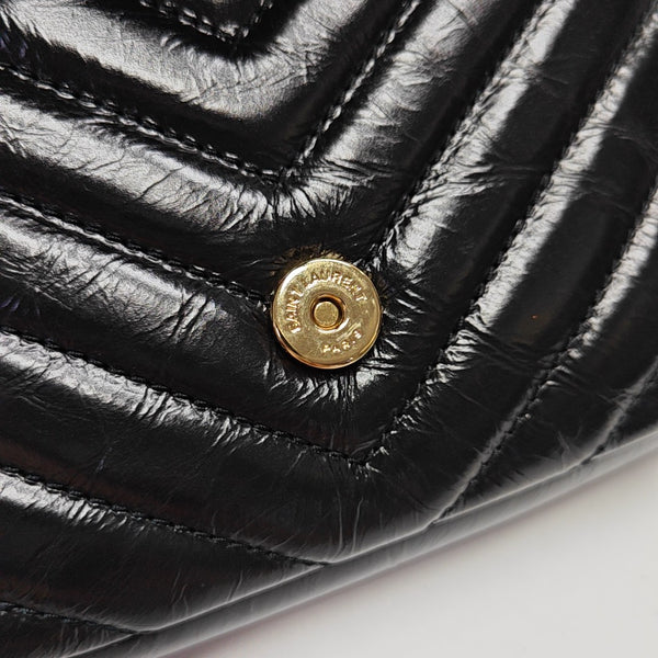 ENVELOPE Small Chevron Calfskin Black