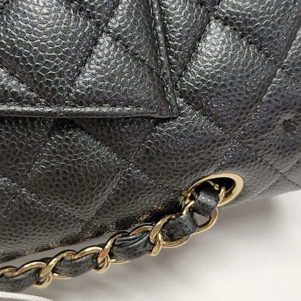 CLASSIC FLAP Medium Quilted Grained Calfskin Gray