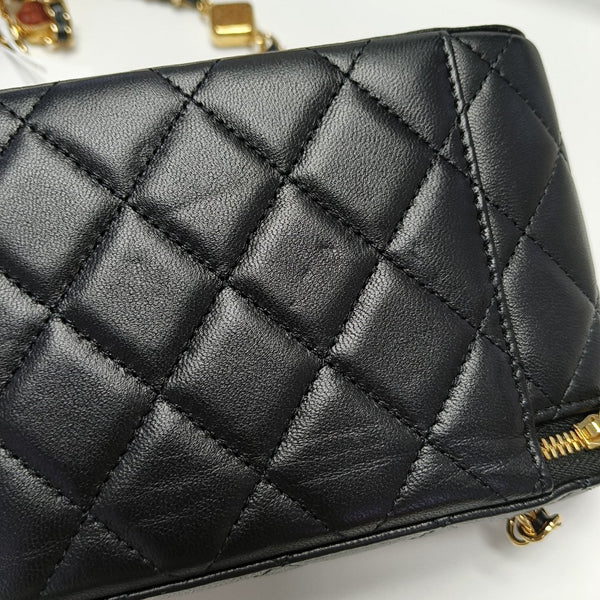Quilted Lambskin Crossbody Bag Black