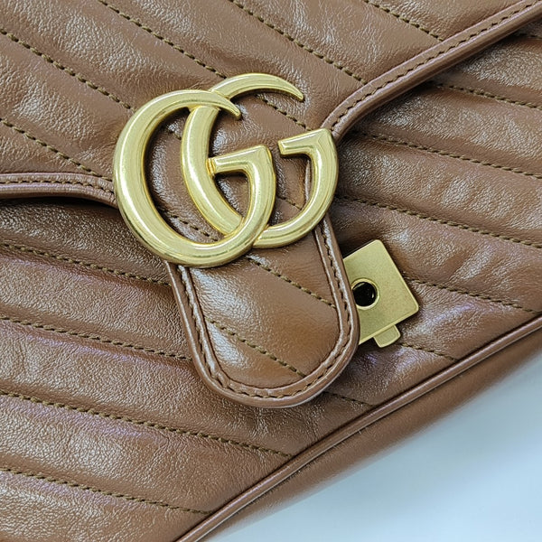 GG Marmont Medium Quilted Calfskin Brown