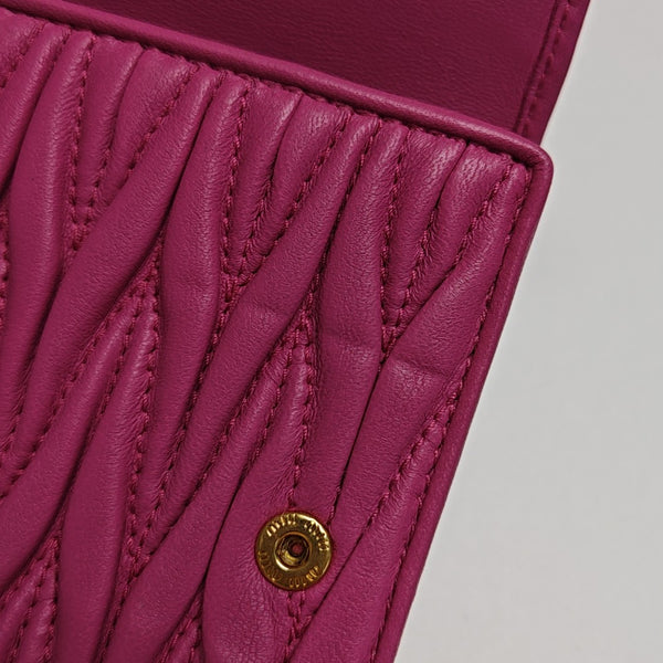 Flap Wallet Quilted Lambskin Red Wallet