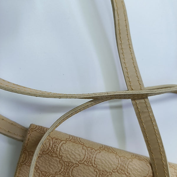 Coated Canvas Shoulder Bag Beige