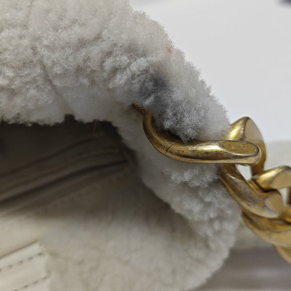 Quilted Sheepskin Bucket Bag White