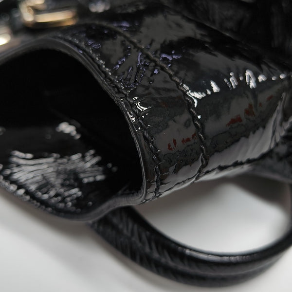 Patent Leather Top Handle Bag Black