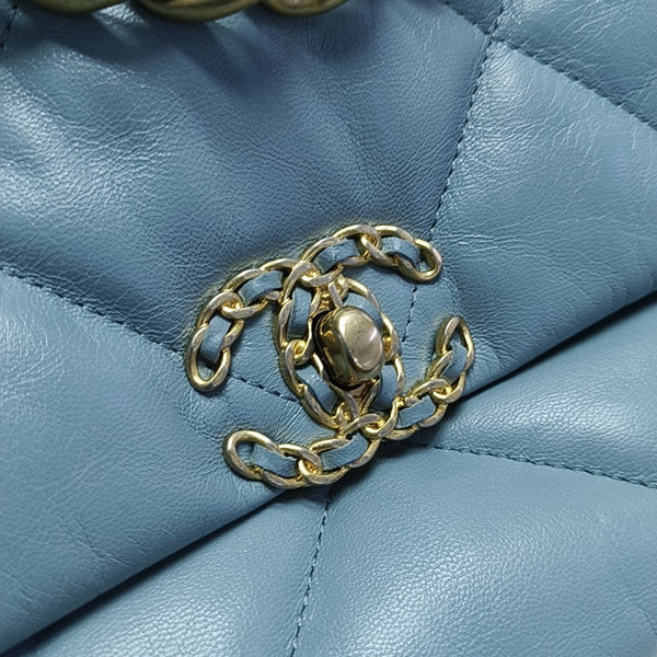 CHANEL 19 Large Quilted Lambskin Blue