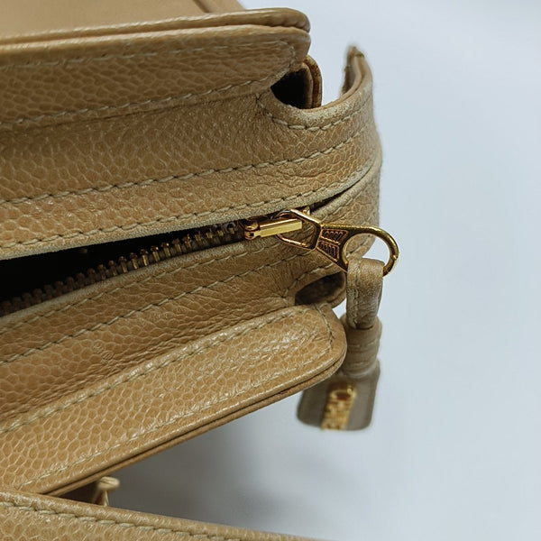 VINTAGE CC LOGO Grained Calfskin Beige