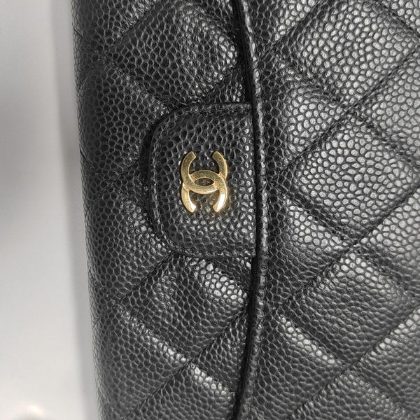 Quilted Grained Calfskin Wallet Black