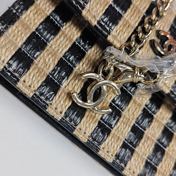 Quilted Straw Shoulder Bag Multicolor