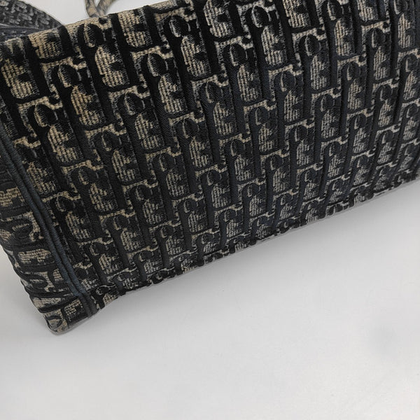 Book Tote Large Oblique Velvet Blue