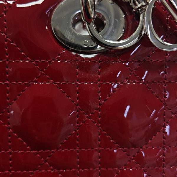 Lady Dior Medium Cannage Patent Leather Red