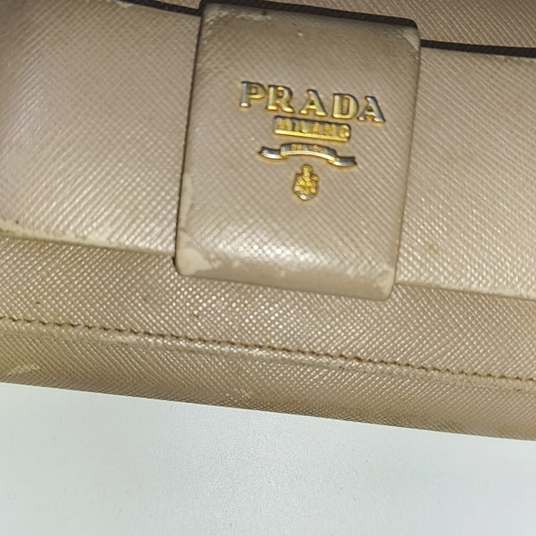 Fiocco Bow Saffiano Calfskin Pink Wallet