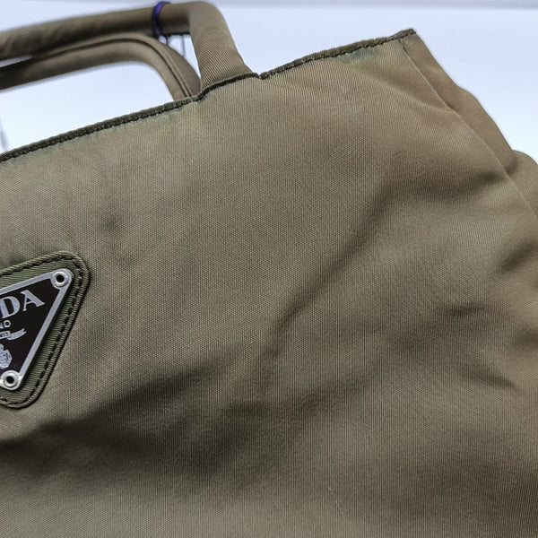 Nylon Top Handle Bag Brown