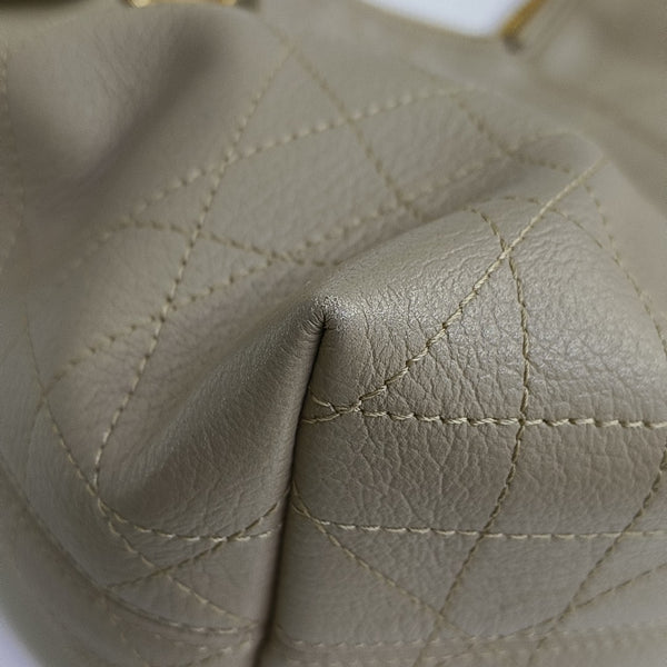 Cannage Calfskin Shoulder Bag Medium Beige