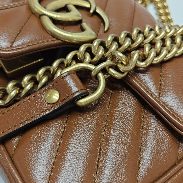 GG Marmont Small Quilted Calfskin Brown