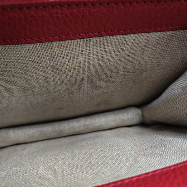 Interlocking G Small Calfskin Red
