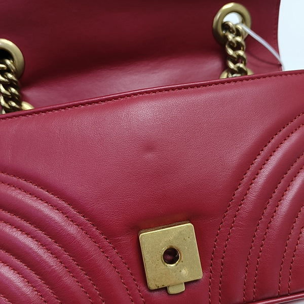 GG Marmont Small Quilted Calfskin Red