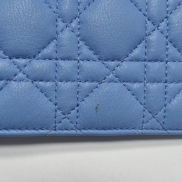 Cannage Calfskin Shoulder Bag Blue