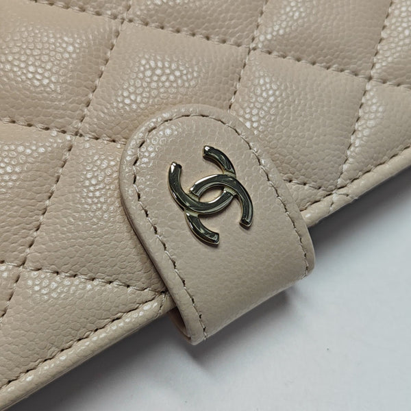 Quilted Grained Calfskin Wallet Pink