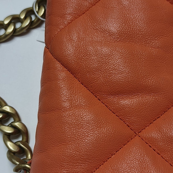 CHANEL 19 Small Quilted Lambskin Orange
