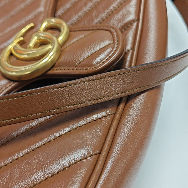 GG Marmont Medium Quilted Calfskin Brown