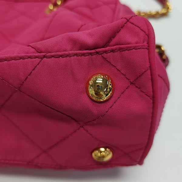 Quilted Nylon Tote Bag Red