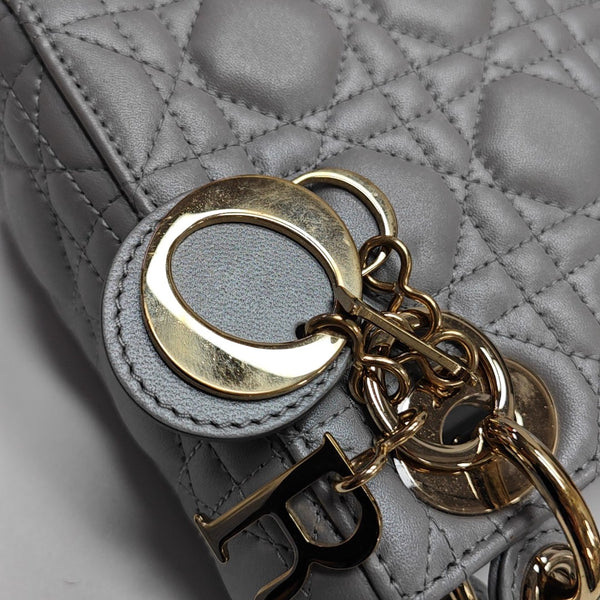 Lady Dior Mini Cannage Lambskin Gray
