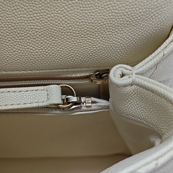 COCO HANDLE Medium Quilted Grained Calfskin Beige