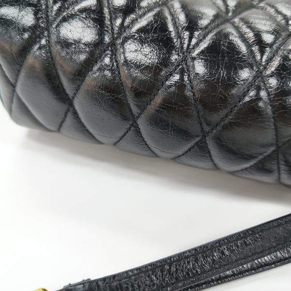 Quilted Lambskin Shoulder Bag Black