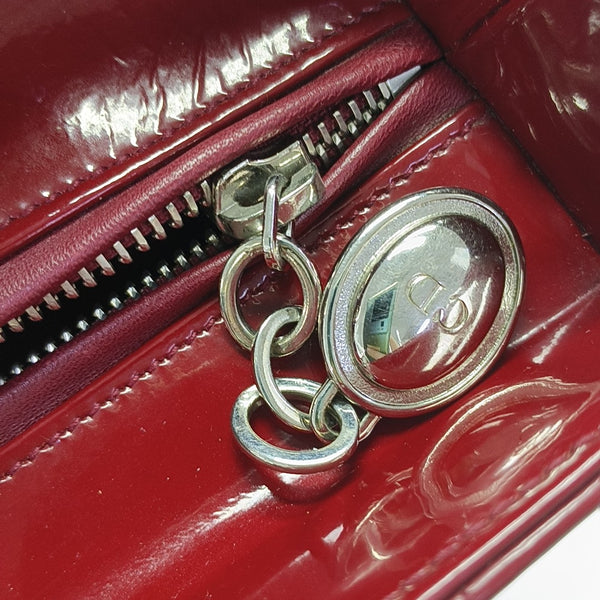 Lady Dior Large Cannage Patent Leather Red